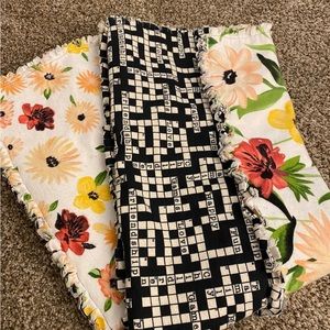 Floral Scrabble Game Night Flannel Rag Quilt Blanket